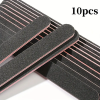 10pcs Professional Double-Sided Nail Files 100/180 Grit - Black Emery Boards for Manicure, Pedicure & Acrylic Nails