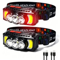 Ultra Light Headlamp 70g 7 Modes XPE+LED+COB Red Light 0°-180° Adjustable Type-C Rechargeable Waterproof Camping