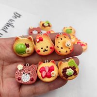 10pcs Fashion Animal Rabbit Bear Bread Charms Resin Floating Pendant Flatback for Keychain Earrings Jewelry Making Findings