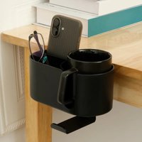 4 in 1 Desk Cup Holder Headphone Hanger Universal Adjustable Leak Proof Clip On Table Coffee Mug Holder Gaming Desk Organizer