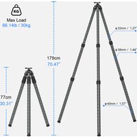 70.49'' Carbon Fiber Hunting Tripod WEYLLAN HN403 40mm Leg Heavy Duty Camera Tripod with Built-in 52mm Ball Head Lever Release