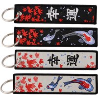 Embroidered Koi Cute Key Tag Keychains Women Anime Keychain for Car Motorcycles Keys Keyring Men Holder Jewelry Gifts