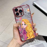 Disney cute princess Cover For iPhone 17 16 15 14 13 12 11 Pro Air Max mini Plus Funda Soft Plating Anti-Fall Cool Phone Case