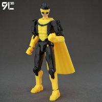 9L Superhero Boy Black Yellow Suit Hero Action Figure - Multi-Jointed Poseable 3D Printed Model, Teen Hero Collectible Toy Gift