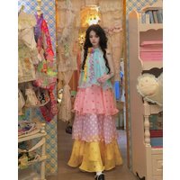 Boho Chiffon Patchwork Midi Dress Women Sleeveless Loose Sundress French Elegant Casual Beach Holiday Party