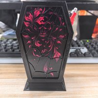 Red Floral Skull Spider Web Coffin Pen Holder Gothic Dark Pencil Organizer Halloween Witchy Home Office Stationery Storage Gift