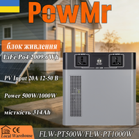 POWMr 2 kWh Tragbares Kraftwerk 500 W/1000 W LiFePO4-Akku, reine Sinuswelle, Notstrom-Solar-Generator, EPS-Unterstützung, 12-50 V, 450 W max. photoelektrischer Eingang und Laden über Wechselstromnetz,