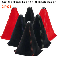 2PCS Car Gear Shift Knob Flocking Cover Universal Shifter Boot Dust Cover Suede Waterproof Decorate Car Interior