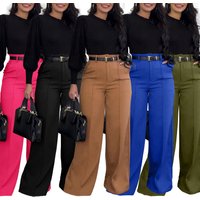 Women's Straight Leg Suit Pants Drapey Trousers Casual Commute Style Natural Waist Polyester Fiber Printed Straight Leg Trousers