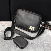 Umhängetasche im japanischen Stil für Herren, 2-in-1, lässige quadratische Umhängetasche für Herren, weiches Pu-Leder, Umhängetasche, Schulranzen für