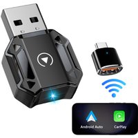 2-in-1 Wireless CarPlay & Android Auto Mini Adapter, Plug-and-Play Dongle Converts Wired to Wireless, Auto Connect Car Accessory