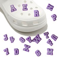 Hot Sale Purple Letters Shoe Charms for Crocs Accessories Shoe Pin Clogs Wristbands Bracelets Women Girls Party Favor Gifts