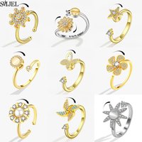 Vintage Butterfly Animal Fidget Spinner Ring Anxiety for Women Worry Stress Relief Adjustable Open Knuckle Rings Wedding Jewelry