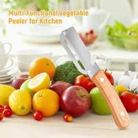 Multi-Purpose Vegetable Peeler Stainless Steel Wooden Handle for Peeling Slicing Fruits Durable Smooth Operation Kitchen Tool