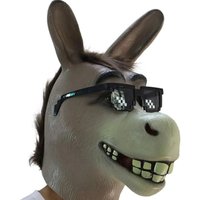 Shrek Donkey Mask for Adult, Halloween Novelty Deluxe Costume, Party Cosplay, Latex Animal Head, Adult