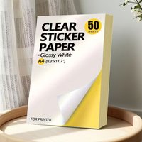 50-sheet glossy stickers - A4 self-adhesive label paper, printable stickers, bright white, quick-drying.