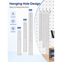 3Pcs Stainless Steel Ruler Set 15cm 20cm 30cm Double Sided Metal Rulers with Protective Sleeves for School Office