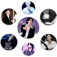 Korean Group K-pop Badges Round Laser Badge Cartoon Singer Agust D SUGA Brooch Clothes Backpack Accessories Lapel