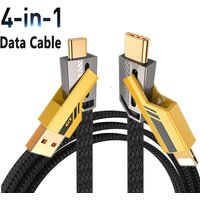4 in 1 Convertible Fast Data Cable Type-C PD 65W 27W USB C USB A Multiple Charging Cable for iPhone/MacBook Pro/Samsung/Android
