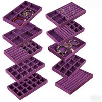 Velvet Jewelry Tray Purple Trinket Dish for Rings Earrings Necklaces Bracelet Watch Keys Gift for Women 8.39"x4.92"x0.98 In