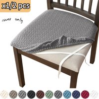 1/2pcs Stretch Jacquard Dining Room Chair Seat Covers Removable Washable Elastic Upholstered Dining Chair Cushion Slipcover Home
