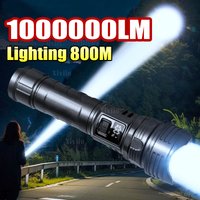 High Power Rechargeable Led Flashlight 100000LM Tactical Torch with LCD Display 4 Modes Camping Fishing Emergency Zoom Lantern