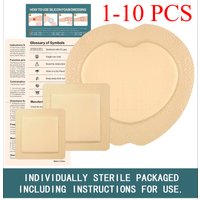 1-10 PCS Silicone Foam Dressing with Border, 10 Pack Waterproof Wound Care Bandage, High Absorbent Pad for Bed Sores