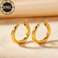 18K gold plated Golden | Silvery round line round, anti-fading, comfortable and versatile, simple and elegant