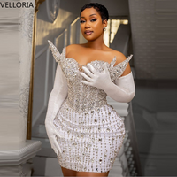 Sexy Short Ball Dress 2026 Luxury Crystal Beaded Sweetheart Plus Size Cocktail Dress African Women's Party Gown Customization