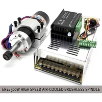 ER11/ER16 pince 55mm PCB 500W / 300W refroidi par Air moteur de broche sans brosse Machine de gravure 48V 12000R pilote d'alimentation + pince