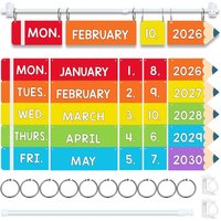 Flip Calendar Set with Holder, Pencil Shaped Year Month Week Date Cards for Teacher Classroom & Preschool Supplies