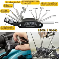AliExpress NONE 16 in 1 Bike Repair Tool Kits Bicycle Multitool with Bike Tire Levers Hex Spoke Wrench Folding Metric Repair Tool Set