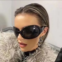 Trendy Round Sunglasses High-End Sense Large Frame Design Slim Face Unisex UV Protection Sun Glasses 4012/2319