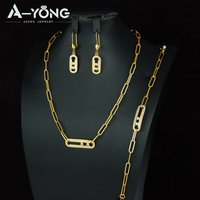 Dubai Fashion Jewelry Set 21k Gold Plated Italian Geometric Zirconia Necklace Bracelet Earrings Saudi Women Event Party Jewelrys