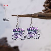 AliExpress NONE 1 Pair of 2D Flat-1Pair Purple Bicycle Pattern Acrylic Pendant Long Earrings, Elegant and Simple Style Jewelry Earrings for Women Suitable for Daily Wear and Vacation Wear
