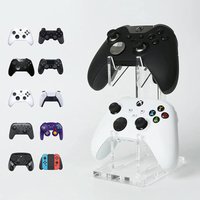 Universal 2-Tier Gaming Controller And Headphone Stand Sturdy Desktop Organizer Clear Acrylic Gamepad Display Holder