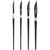 4pcs Pull Wire Paint Brush Set - Nylon Knife-Shaped Watercolor Pen for Gouache, Acrylic & Fine Detail Art