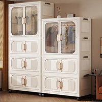 Large Foldable Home Storage Cabinet – No-Tool Assembly, Multifunctional Closet Organizer, Space-Efficient Unit for Bedroom