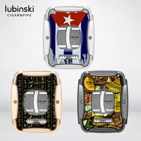 LUBINSKI Zinc Alloy Cigar Scissors with Leather Set Electroplated Stainless Steel Semi Automatic Double Edge Gift