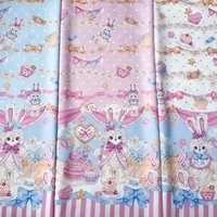 “Bunny Birthday Party” Lolita Print Fabric - Sweet-Themed Cotton for DIY JSK Dresses, Curtains & Craft Projects