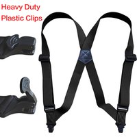 Suspenders for Men Work 3.8cm Wide 2 Plastic Clips Heavy Duty Big and Tall Trucker Suspenders Adjustable Elastic Trouser Braces