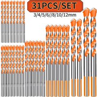 31/29/19/16/14/12/10Pcs Orange Hard Alloy Diamond 3-12mm Drill Bit Ceramic Tile Perforated Wall Drilling Tool Drill Bit Set
