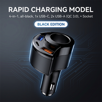 Fast Charging Auto Cigarette Lighter Splitter Car Charger Adapter Multi Port with Type C & Dual USB A Sockets For Auto Vehicles