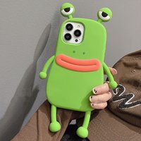 Funny Soft Silicone 3D Frog Phone Case For iPhone 14 13 11 12 15 16 17 Pro Max XS XR 8 Plus Cartoon Cute Shockproof Bumper Cover