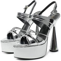 2024 Summer Anti slip Fish Mouth Shoes Steel Pole Dance T-Stage Irregular Heels 14cm Shoes Popular Party Walking Models
