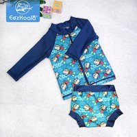 Eezkoala Infant Swimsuit UV 50 Resistant and Long Sleeve Zipper Baby Swimwear Rash Vest for Toddler Swimming Suit for Kids