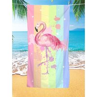 1PC Pastel Flamingo Beach Towel: Polyester 2D Print, Lightweight Quick-Dry Design. Unisex Gift for Camping, Surfing & Swimming
