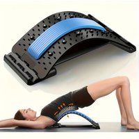 4-Level Adjustable Back Stretcher & Posture Corrector. Ergonomic Lumbar Support with Massage Function, Secure Grip Handles, for