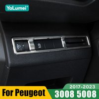 For Peugeot 3008 5008 GT 2017 2018 2019 2020 2021 2022 2023 Stainless Steel Car Headlight Adjustment button Cover Accessories