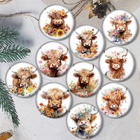 Highland Cow 12/18/20/25mm glass cabochon bracelet pendant rings for jewelry demo earrings back Making findings
